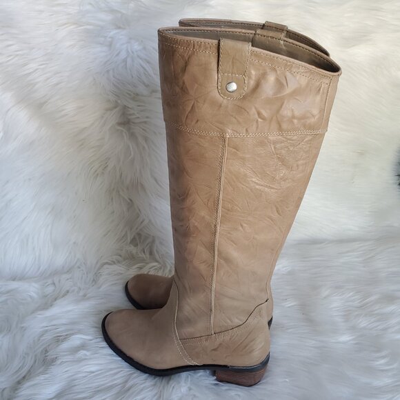 Gianni Bini Tan Leather Western Wrinkle Tall Riding Boots SZ 8 - Picture 5 of 14